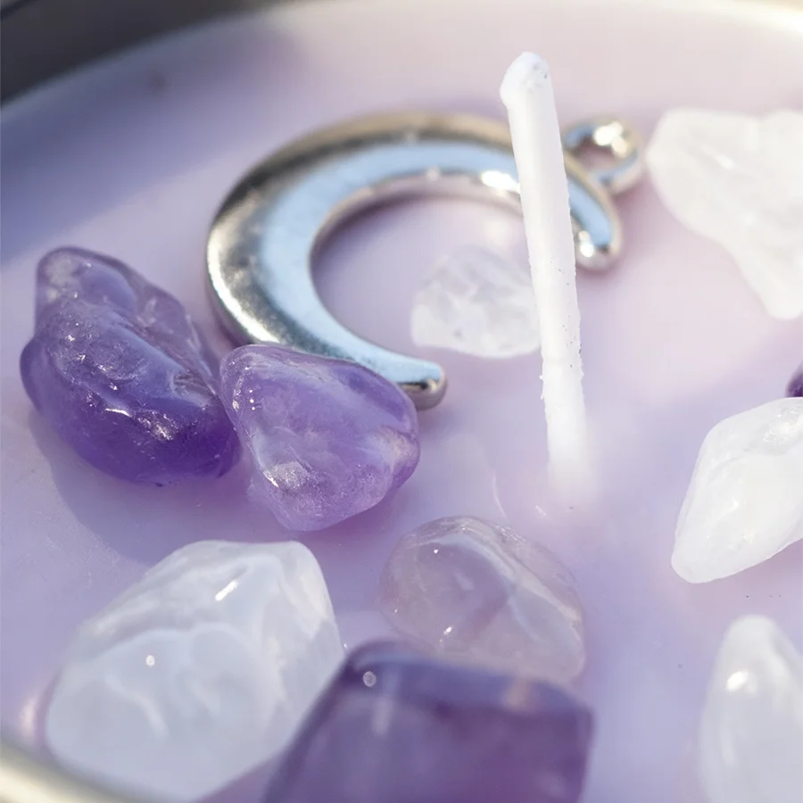 Law of Attraction Peace Ritual Candle, Lavender & Chamomile Aroma with Healing Crystals, Great for Holiday Gifting Christmas