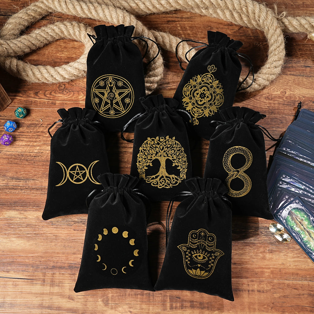 15/1pcs 14x22cm Black Velvet Moon Phase Tarots Cards Storage Bag Jewelry Pouch Travel Cosmetic Gift Bag Hand bag Coin Dice bag