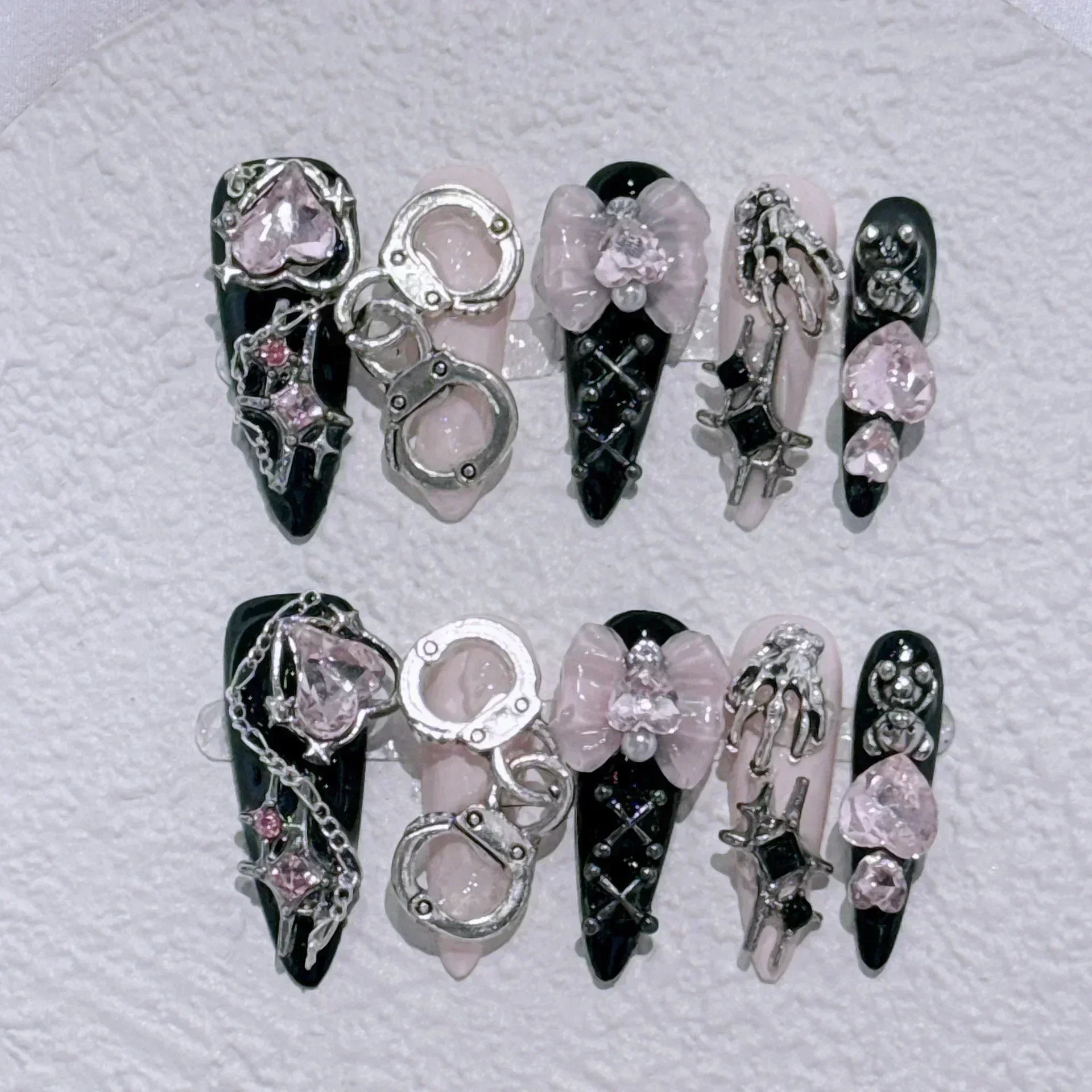 10pc Detachable Long Stilette Ballet False Nails with Butterfly Camellia Design Y2k Hot Girl Full Cover Artificial Press on Nail