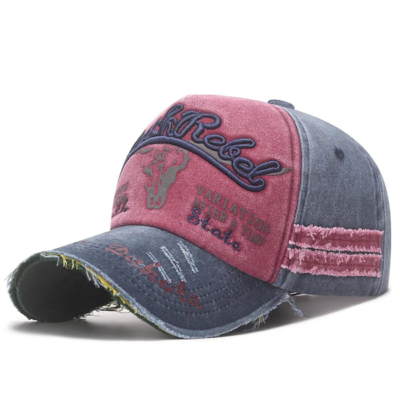 Four Seasons  Baseball Cap Casual Wash Embroidered Cap Curved Brim Bowler Sun Hat Vintage distressed