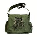Vintage Women's Shoulder Bag Gothic Print Canvas Crossbody Bag Large Capacity Men's Messenger Bag