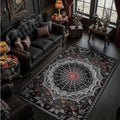 Gothic Spinnennetz Carpet - Gothic Witchy Halloween Room Decor Schwarz Roter Bereich Rug Living Room Bedroom Decor Rug Washable