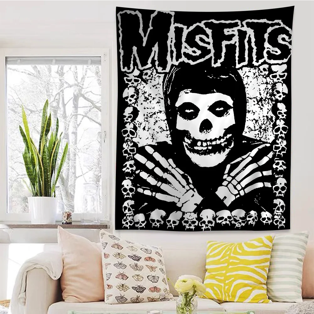 Misfits Hot Poster Horror Punk Rock Music Printed Large Wall Tapestry Hanging Tarot Hippie Wall Rugs Dorm Art Home Decor