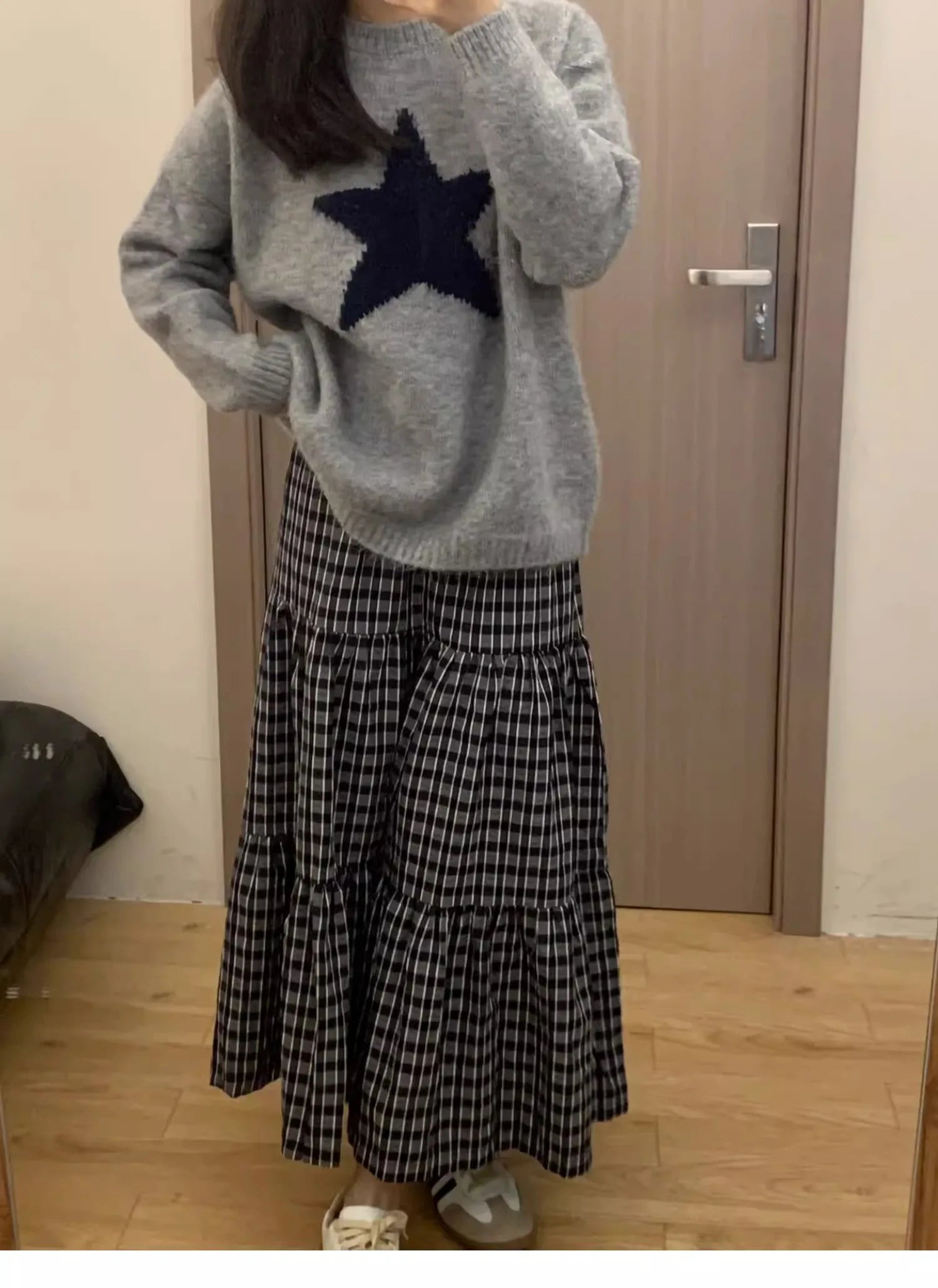 Soft Cozy round Ne Knitted Sweater Women's Loose Fit Autumn Winter Lazy College Sle fiti Print Long Sve Top