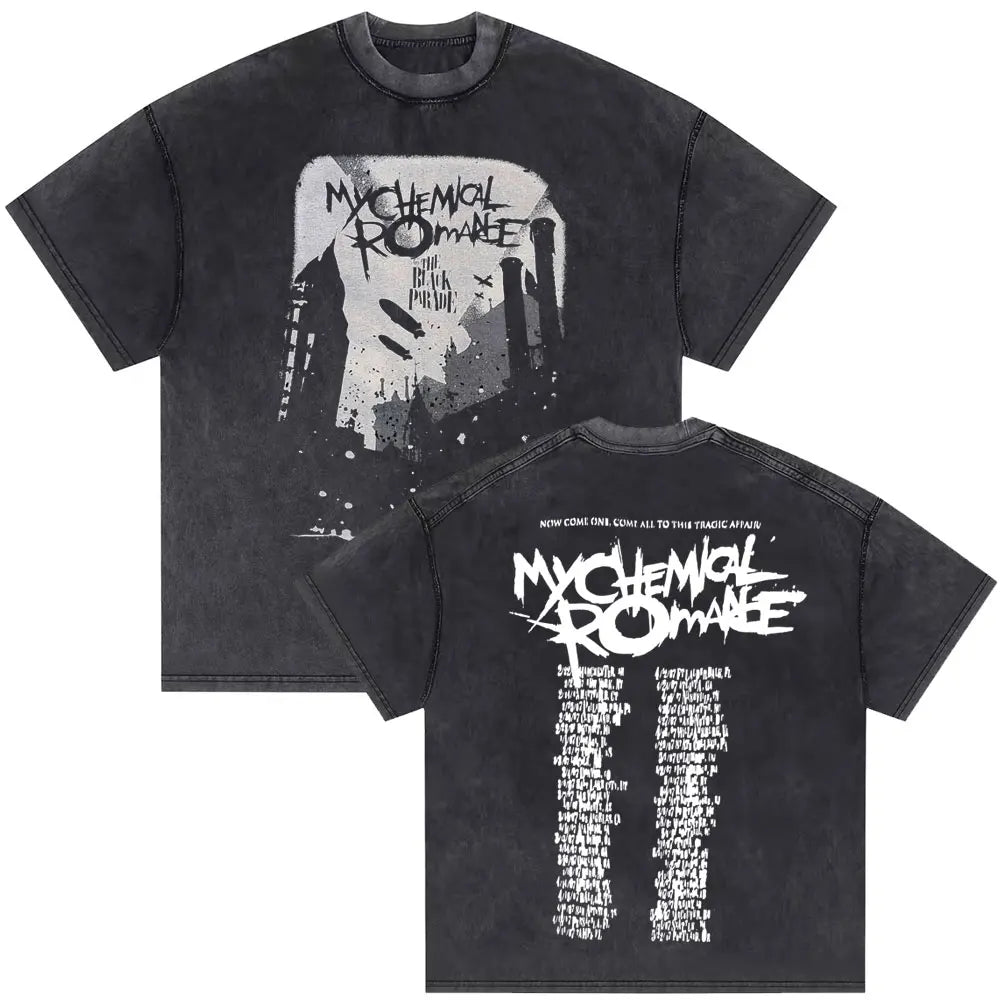 Washed Vintage My Chemical Romance 2007 Tour T Shirt Men Women Parade Punk Emo Rock Band T-shirts Man Fashion Oversized T Shirts