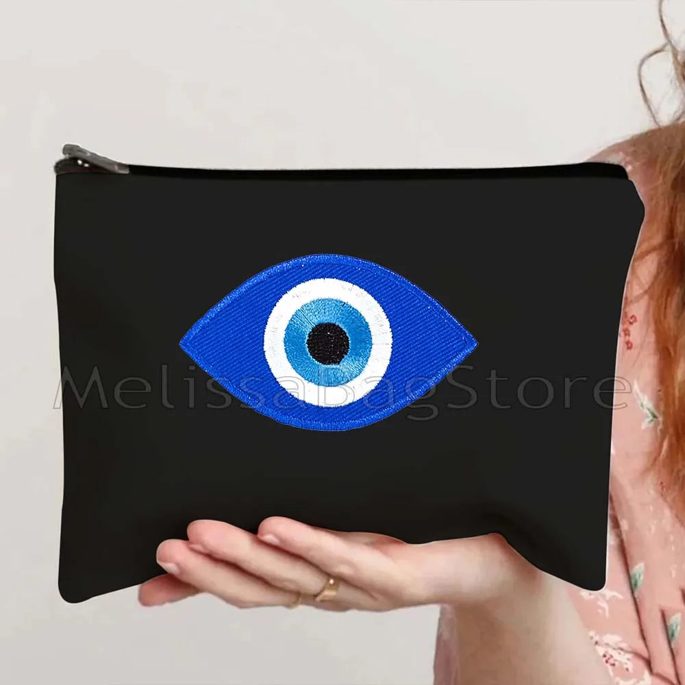 Nazar Good Luck CRETE GREECE Mati Blue Evil Eye Charm Amulet Love Heart Amulet Mandala Cosmetic Makeup Toilet Bags Case Pouch