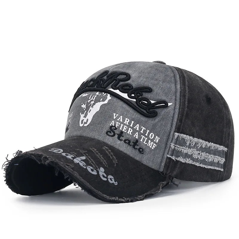 Four Seasons  Baseball Cap Casual Wash Embroidered Cap Curved Brim Bowler Sun Hat Vintage distressed