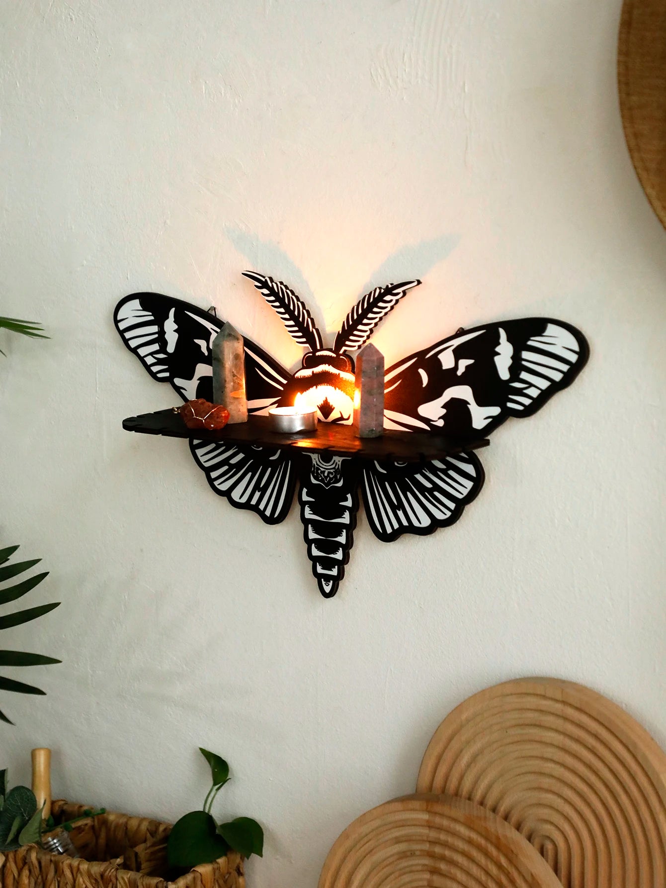 Halloween Floating Wall Shelf Dragonfly Butterfly Crystal Shelf Display for Halloween Party Wall Decorations Gothic Home Decor