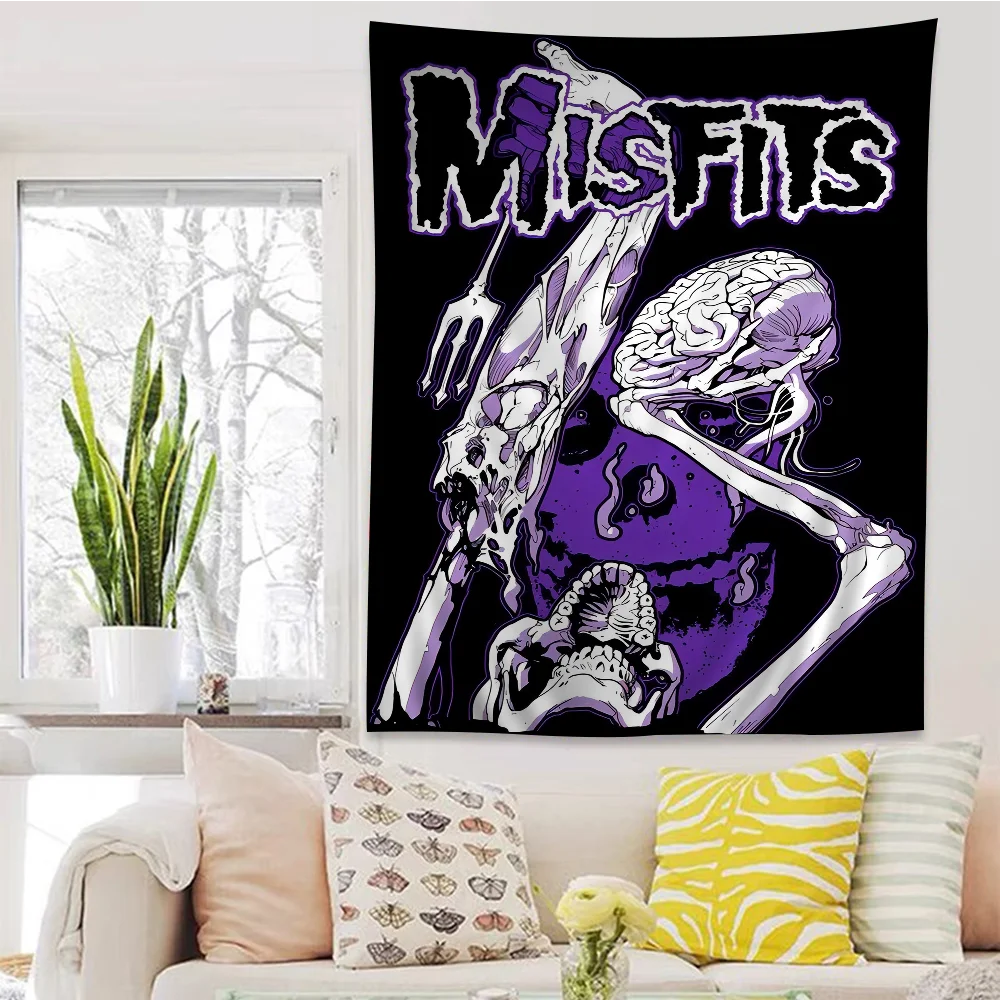Misfits Hot Poster Horror Punk Rock Music Printed Large Wall Tapestry Hanging Tarot Hippie Wall Rugs Dorm Art Home Decor
