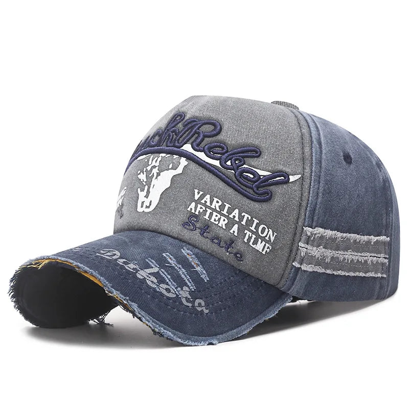 Four Seasons  Baseball Cap Casual Wash Embroidered Cap Curved Brim Bowler Sun Hat Vintage distressed