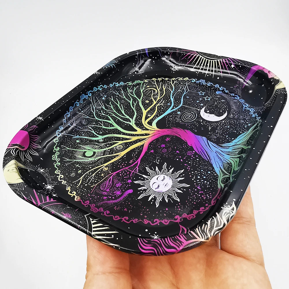 7X5.5inch Metal Tobacco Rolling Tray Multi Cigarette Dish Tin Storage Plate Roller Container 18*14cm Ashtray Rolling Tray