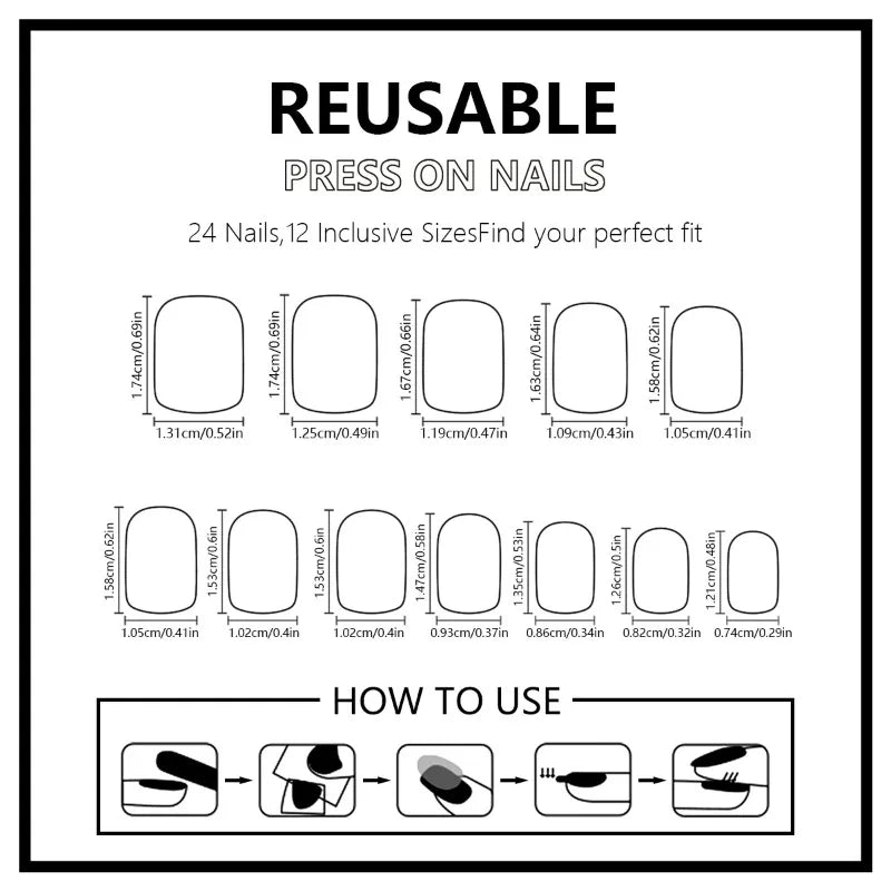24Pcs Black and White Kitten Press on Nail False Nail Square Removable Handmade Wearable Nail Art for Women&Girl