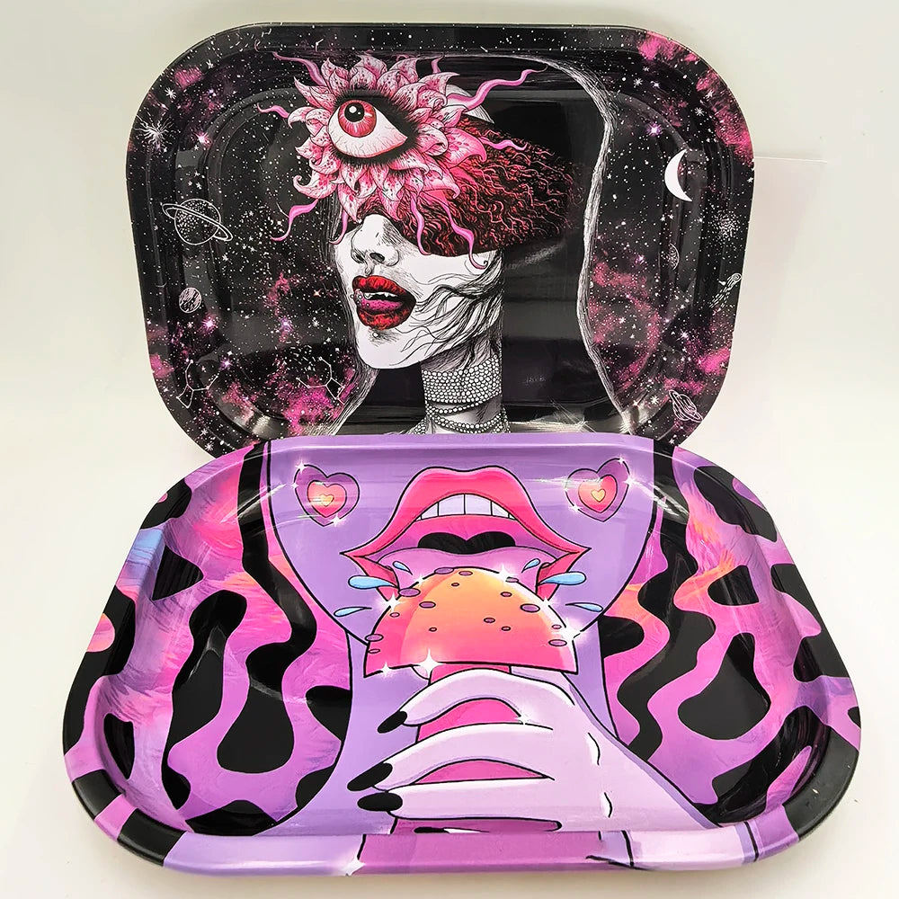 7X5.5inch Metal Tobacco Rolling Tray Multi Cigarette Dish Tin Storage Plate Roller Container 18*14cm Ashtray Rolling Tray