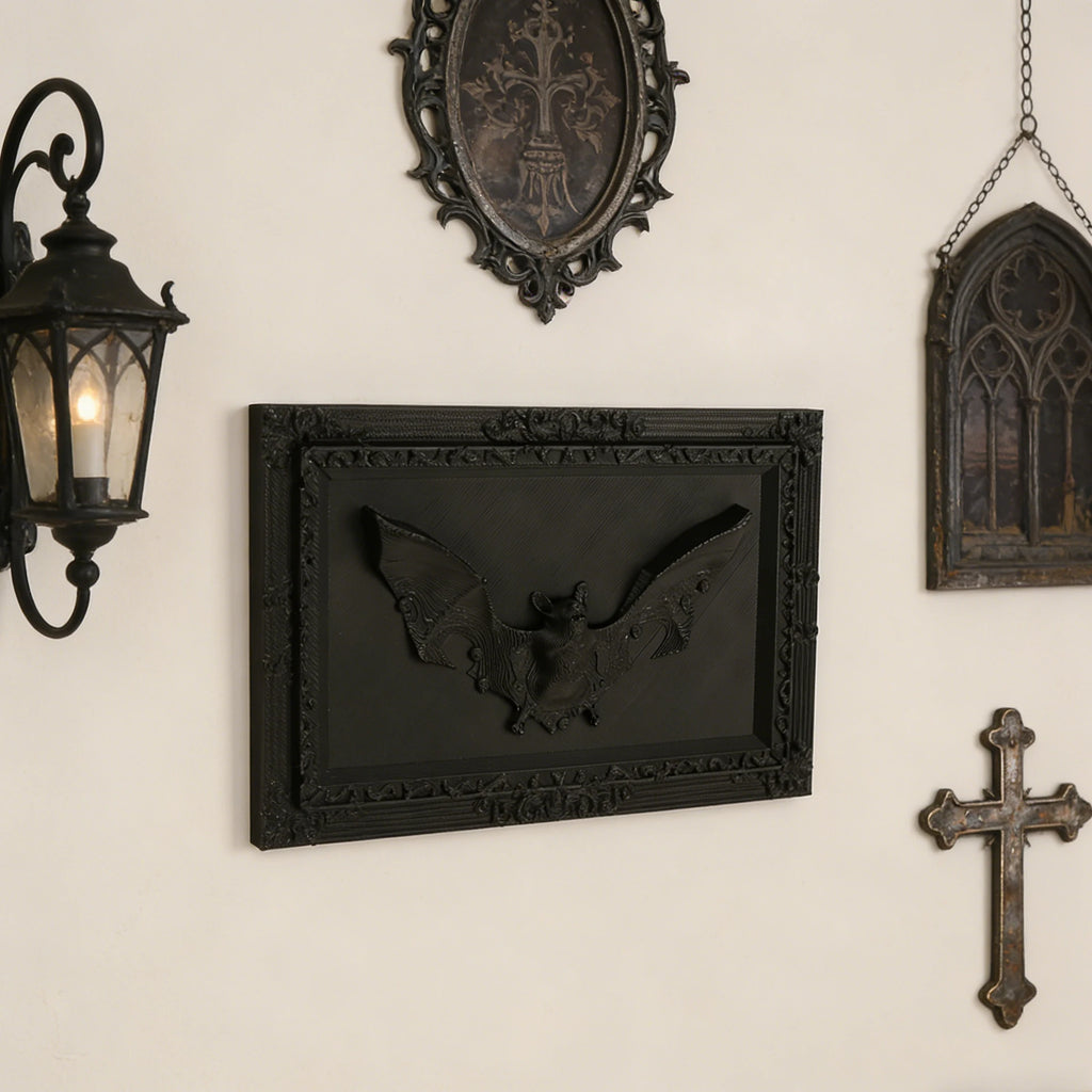 Cross-Border Gothic Dark Style 3D Bat Relief Decorative Frame For Dark Retro-Style Home Wall Decoration Scenario