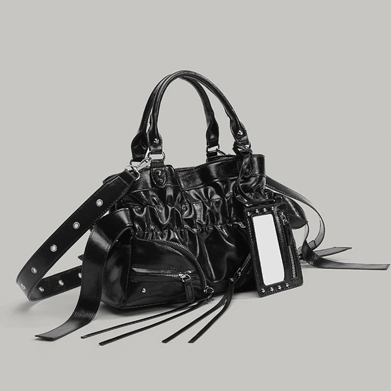 New Fashion Rivet Motorcycle Bag Casual Ladies Versatile Texture Handbag Fashionable Commuting Versatile Shoulder Messenger Bag