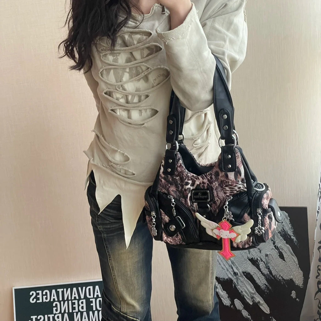 Angel Kiss Soft Tote Bag Women Handbags Small Top-handle Fashion Satchel Multi-Pockets Crossbody Shoulder Bag Hobos Phone Pack