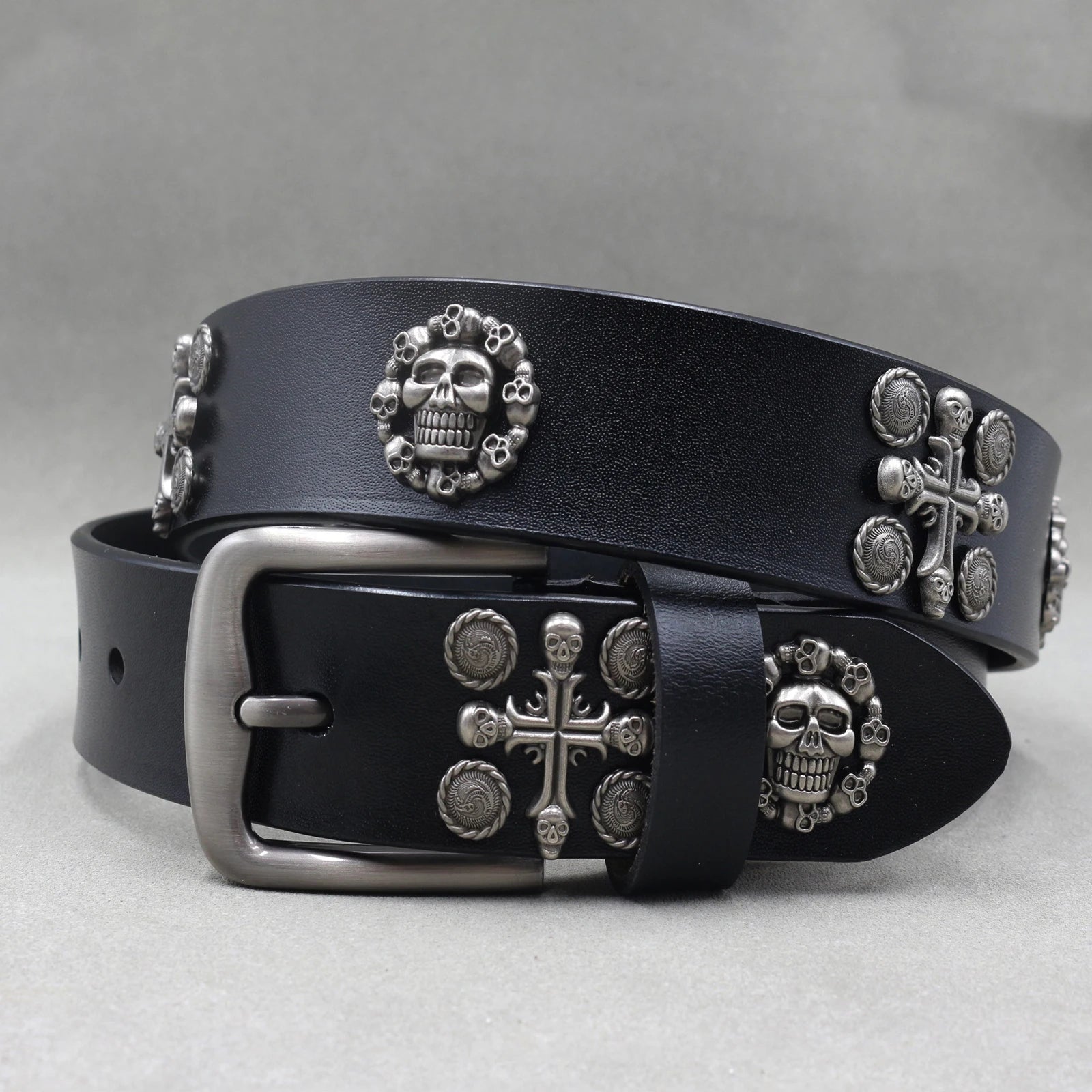 Metal Rivet Belt Luxury Designers Men Rivet Punk Belt Cow Genuine Leather Cintos Masculinos Male Women Rock Hip Hop Strap Waist