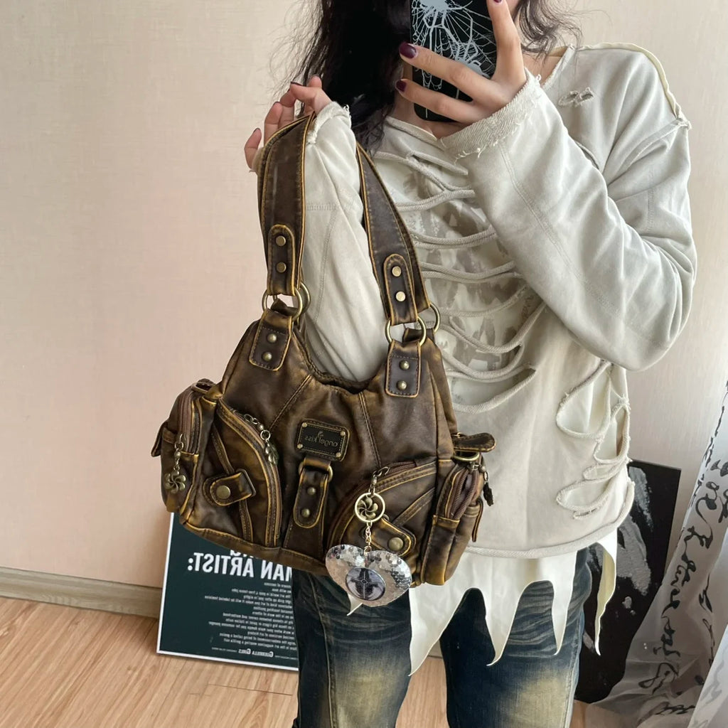 Angel Kiss Soft Tote Bag Women Handbags Small Top-handle Fashion Satchel Multi-Pockets Crossbody Shoulder Bag Hobos Phone Pack