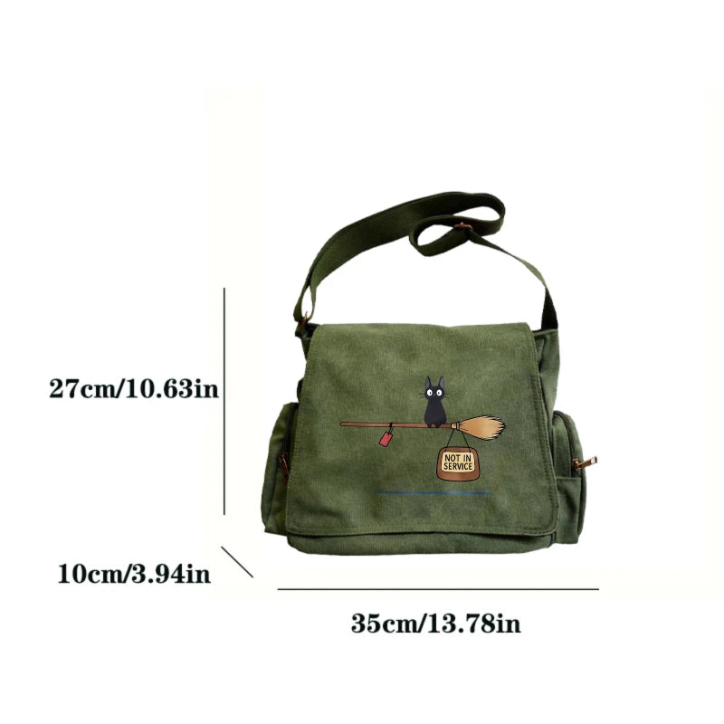 Casual Women's Men's Crossbody Bag Cat Print Canvas Shoulder Bag Large Capacity Laptop Messenger Bag