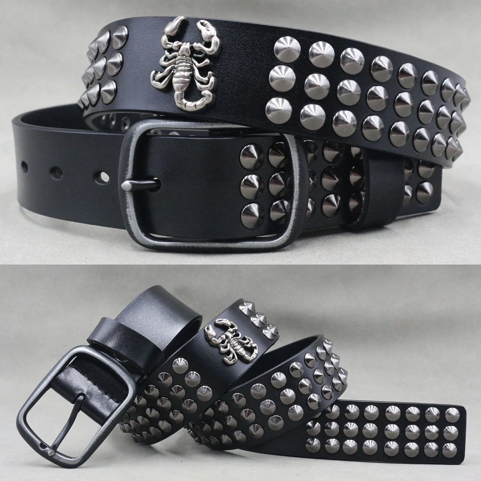 Metal Rivet Belt Luxury Designers Men Rivet Punk Belt Cow Genuine Leather Cintos Masculinos Male Women Rock Hip Hop Strap Waist