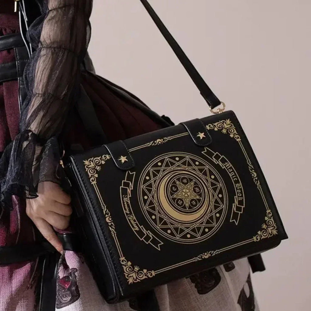 Lolita Y2K Star Moon Magic Book Shoulder Ita Bag Women's Girls Gothic Vintage Mini Backpacks Fashion Cute Crossbody Handbags