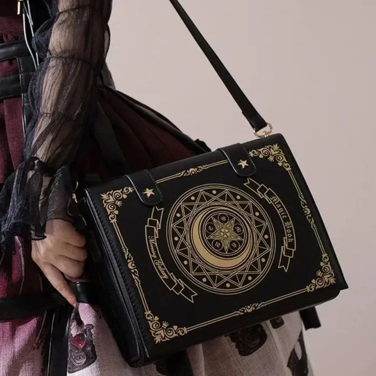 Lolita Y2K Star Moon Magic Book Shoulder Ita Bag Women's Girls Gothic Vintage Mini Backpacks Fashion Cute Crossbody Handbags