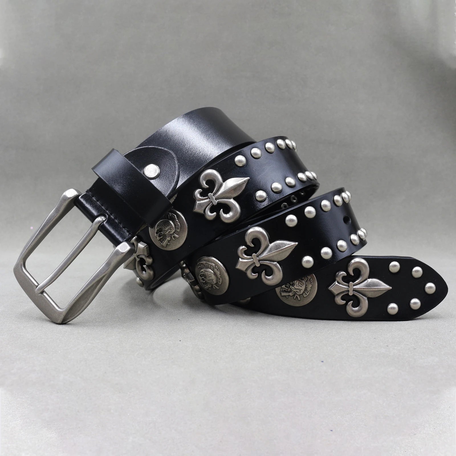 Metal Rivet Belt Luxury Designers Men Rivet Punk Belt Cow Genuine Leather Cintos Masculinos Male Women Rock Hip Hop Strap Waist