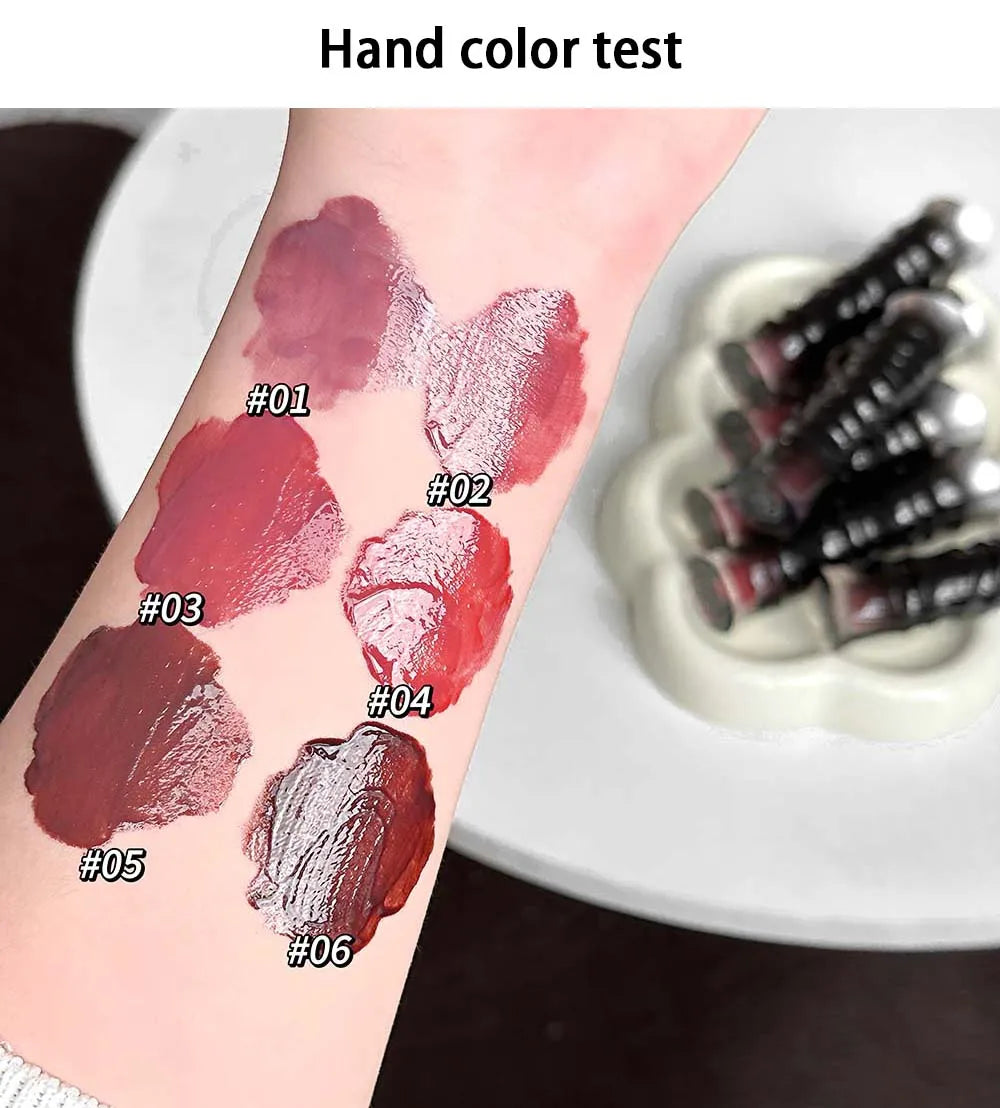 Punk Dark Red Lip Gloss Mirror Shine Silky Moisturizing Texture Lip Glaze Non-Sticky Chocolate Red Cherry Watery Glossy Lip Tint