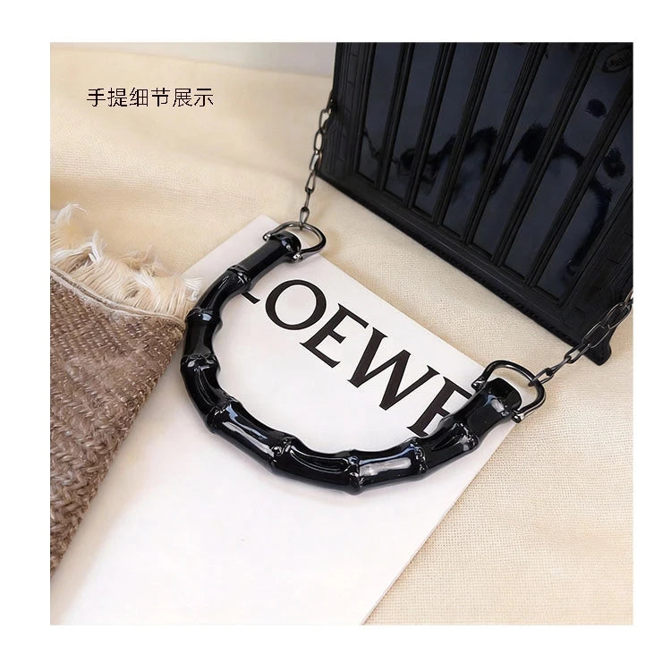 Niche Gothic Chapel Handbag for Women Unique Stained Glass Cathedral Tote Bag Bamboo Crossbody Bag for Dark Grunge Aesthetic