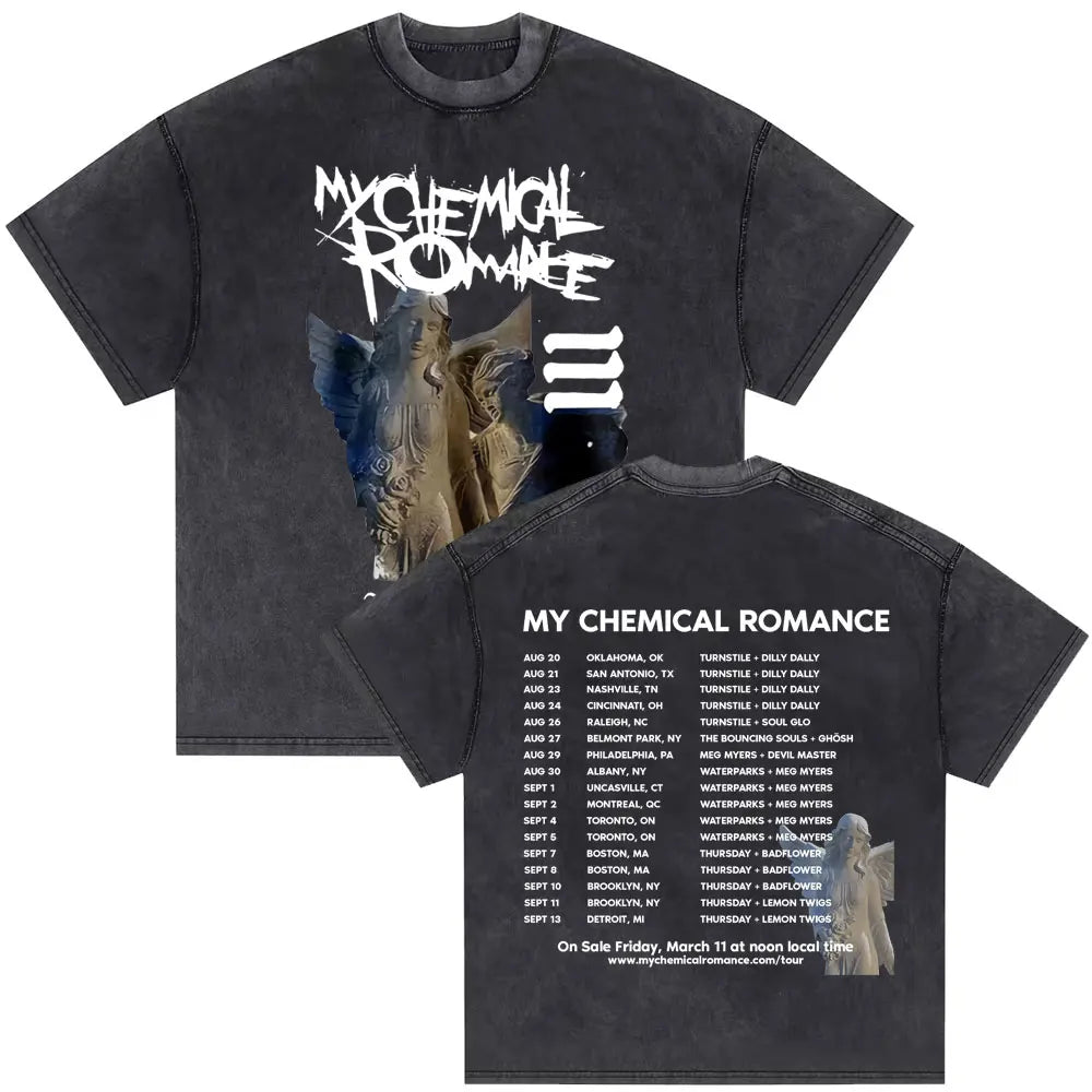 Washed Vintage My Chemical Romance 2007 Tour T Shirt Men Women Parade Punk Emo Rock Band T-shirts Man Fashion Oversized T Shirts