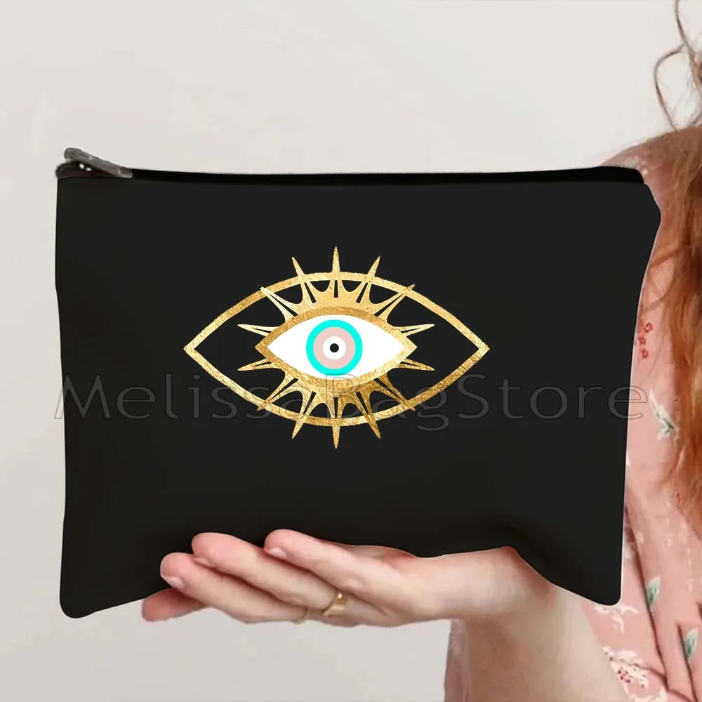 Nazar Good Luck CRETE GREECE Mati Blue Evil Eye Charm Amulet Love Heart Amulet Mandala Cosmetic Makeup Toilet Bags Case Pouch