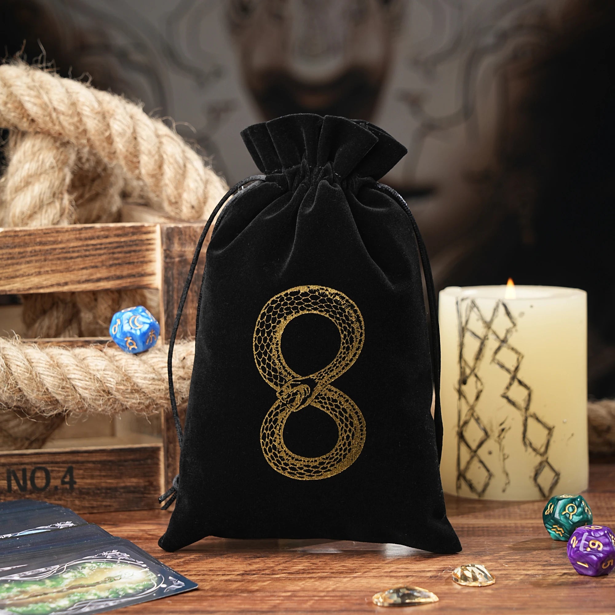 15/1pcs 14x22cm Black Velvet Moon Phase Tarots Cards Storage Bag Jewelry Pouch Travel Cosmetic Gift Bag Hand bag Coin Dice bag
