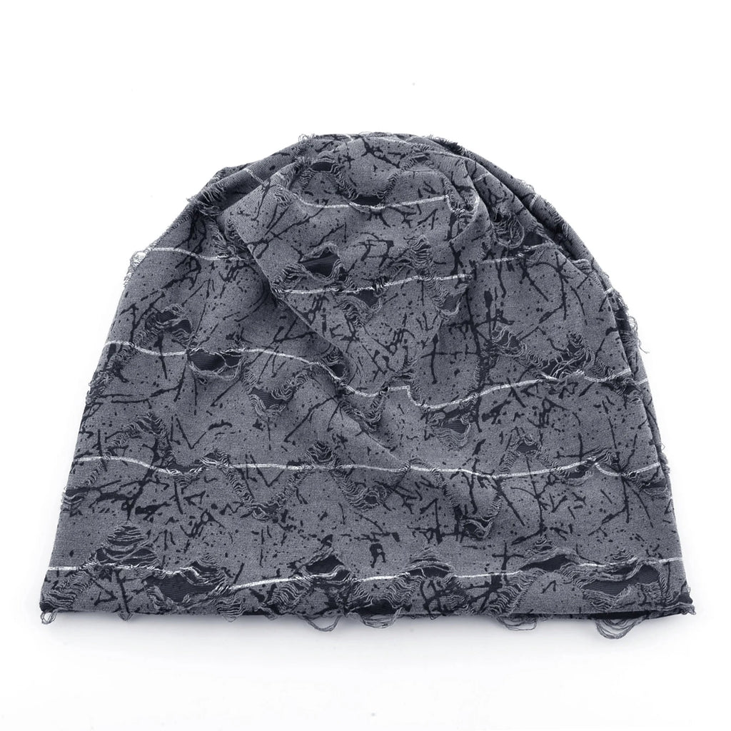 Distressed marble print Beanie Men Unisex Vintage Streetwear Hip Hop Hat Women's Spring Fall Knit Cap For Casual Sport