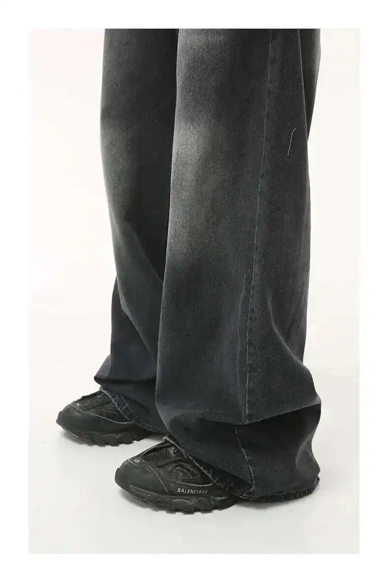 IEFB Vintage Men's Baggy Denim Trousers 2023 New Streetwear Wide Leg  Loose Denim Pants Fashion Distressed Straight Pants 9C1519