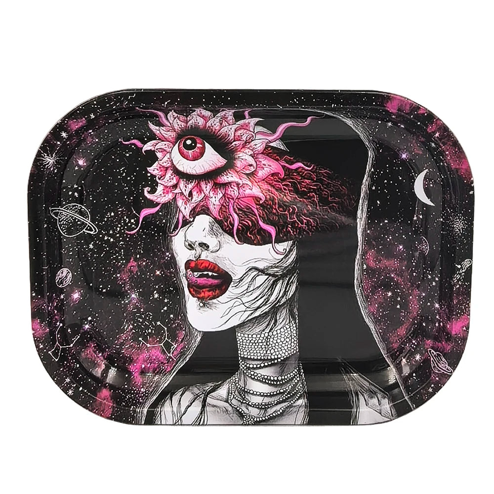 7X5.5inch Metal Tobacco Rolling Tray Multi Cigarette Dish Tin Storage Plate Roller Container 18*14cm Ashtray Rolling Tray