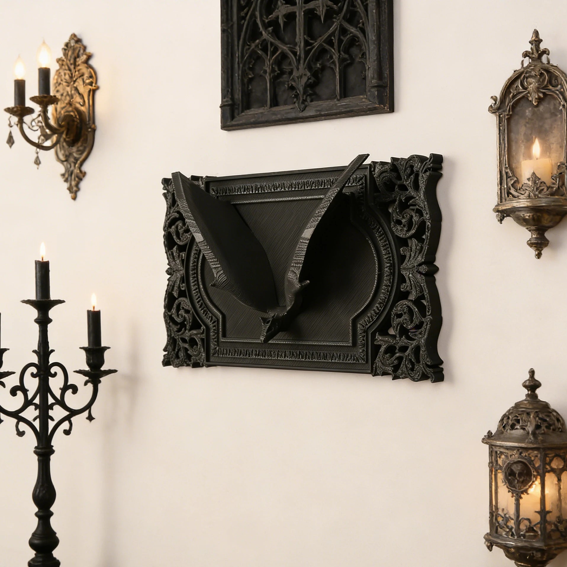 Cross-Border Gothic Dark Style 3D Bat Relief Decorative Frame For Dark Retro-Style Home Wall Decoration Scenario