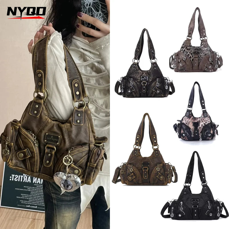 Angel Kiss Soft Tote Bag Women Handbags Small Top-handle Fashion Satchel Multi-Pockets Crossbody Shoulder Bag Hobos Phone Pack