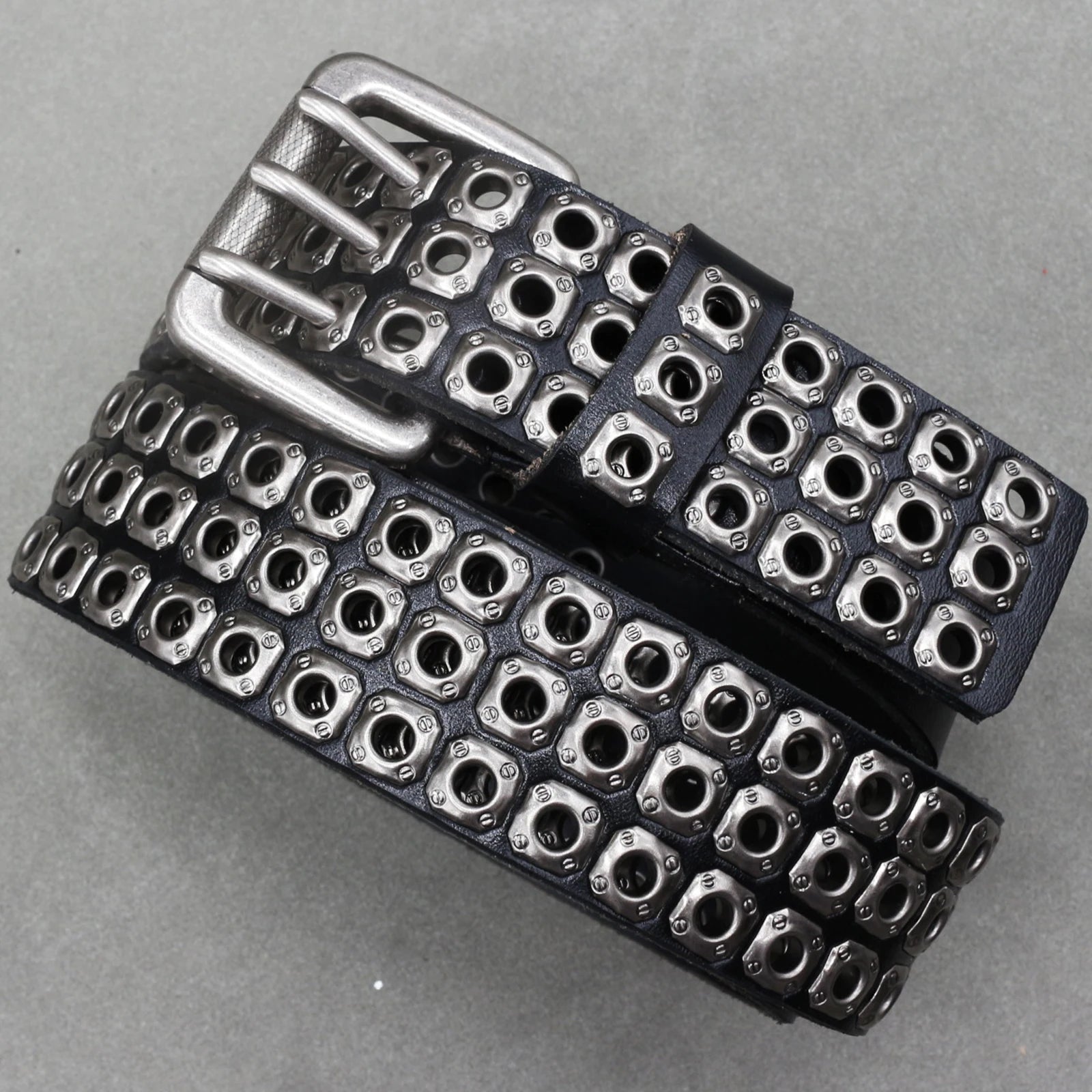 Metal Rivet Belt Luxury Designers Men Rivet Punk Belt Cow Genuine Leather Cintos Masculinos Male Women Rock Hip Hop Strap Waist