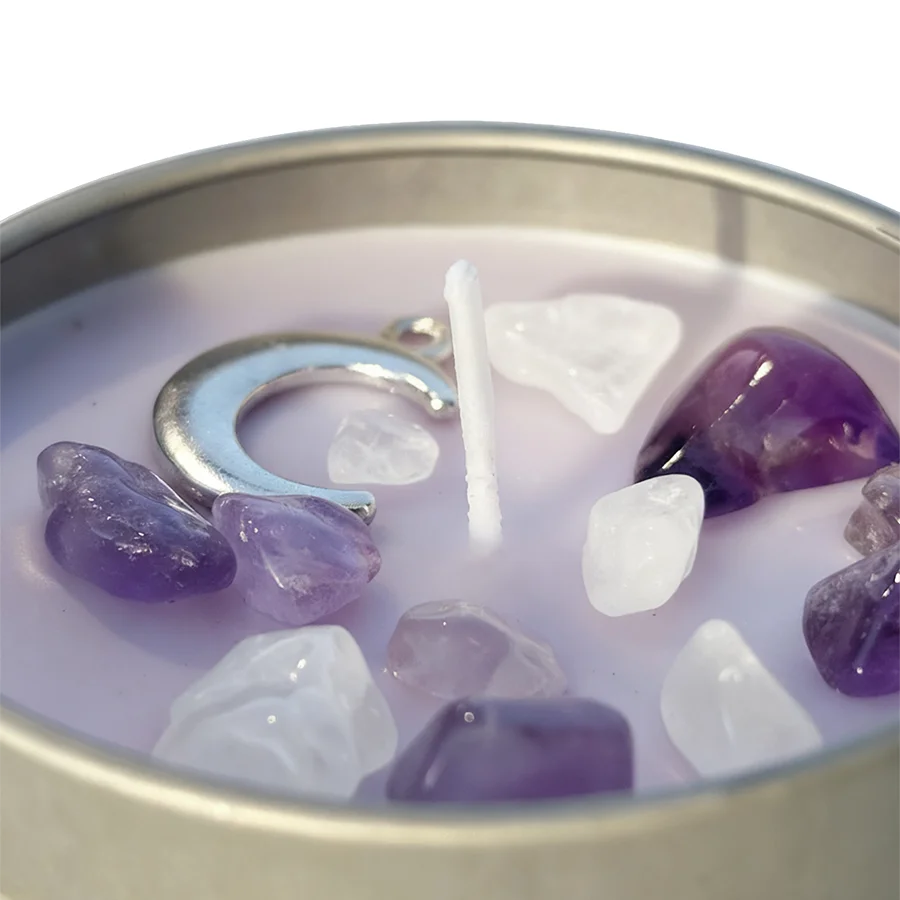 Law of Attraction Peace Ritual Candle, Lavender & Chamomile Aroma with Healing Crystals, Great for Holiday Gifting Christmas