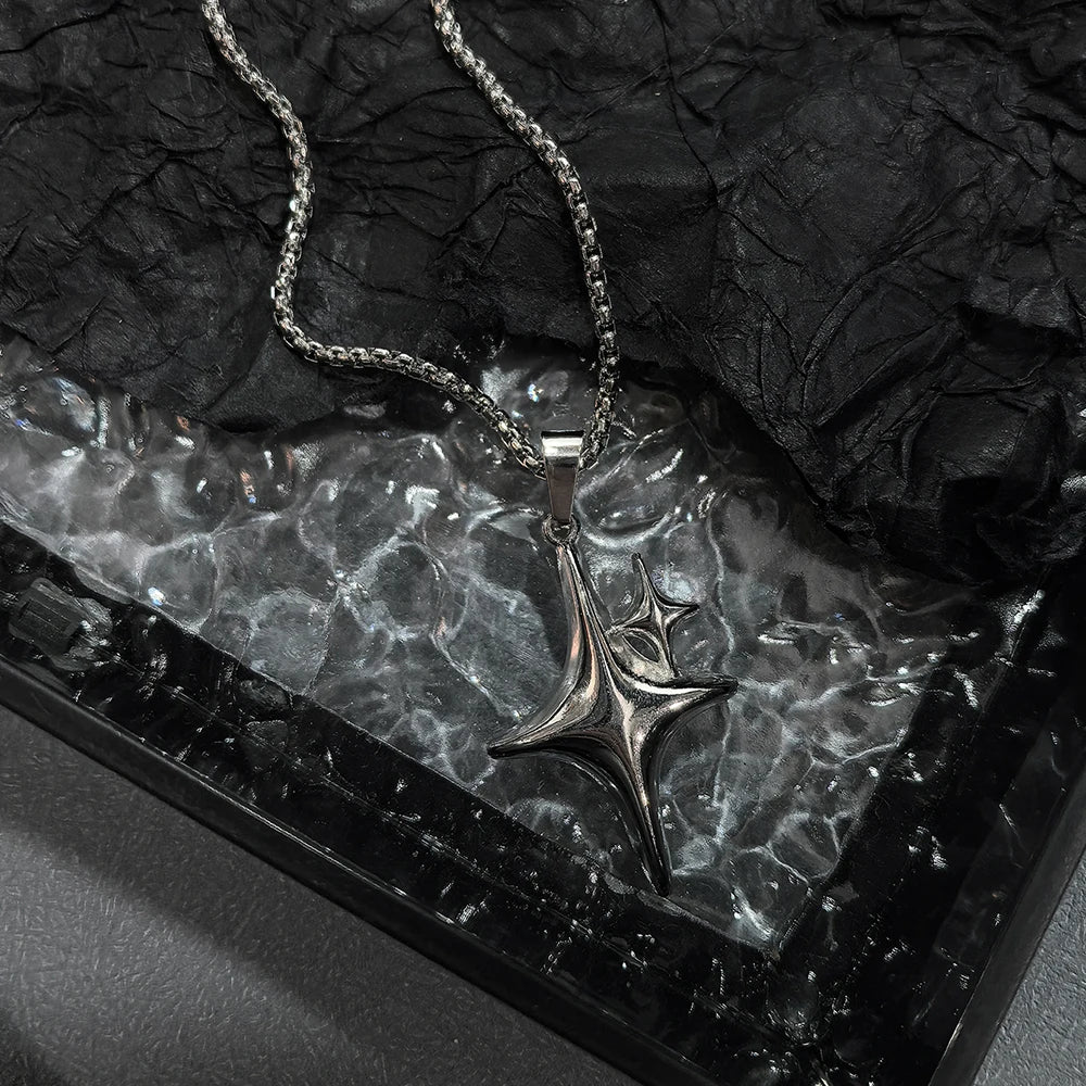 Y2K Star & Sun Spiral Pendant Necklace Silver Tone Minimalist Layered Necklaces for Women Daily Wear