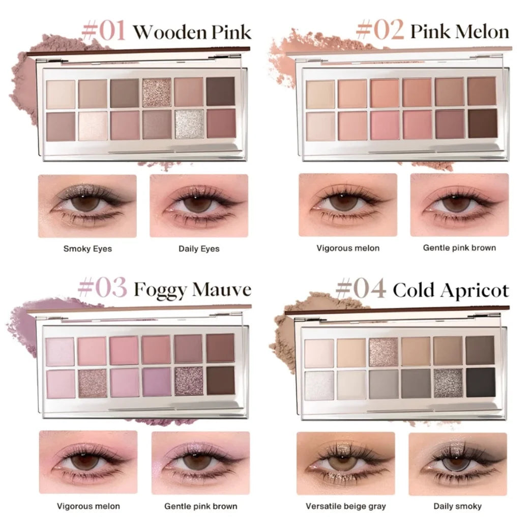 JOOCYEE 12 Shades Eyeshadow Palette Long-lasting Pearlized Gel Smooth High color Soft Matte Texture Eye Makeup Cosmetics