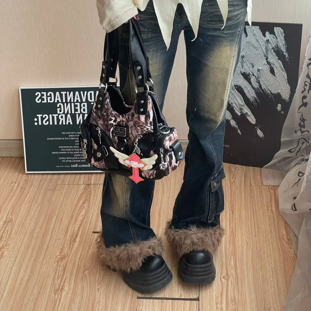 Angel Kiss Soft Tote Bag Women Handbags Small Top-handle Fashion Satchel Multi-Pockets Crossbody Shoulder Bag Hobos Phone Pack