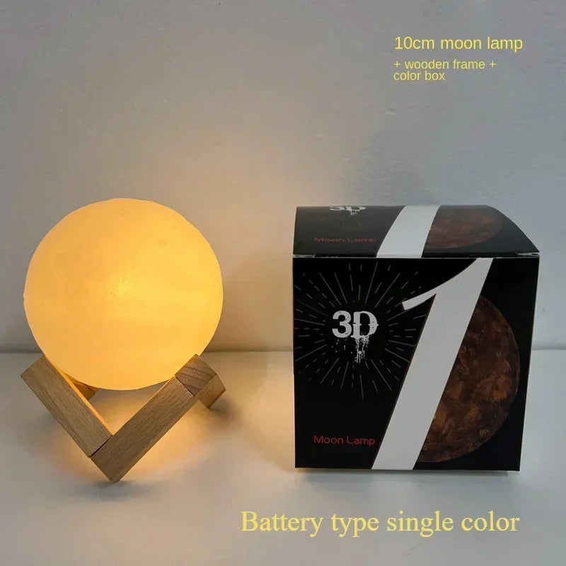3D Printed Moon Lamp LED 16 Colors Rechargeable Night Light Touch The Moon Children's Night Light Home Decor Birthday Gifts
