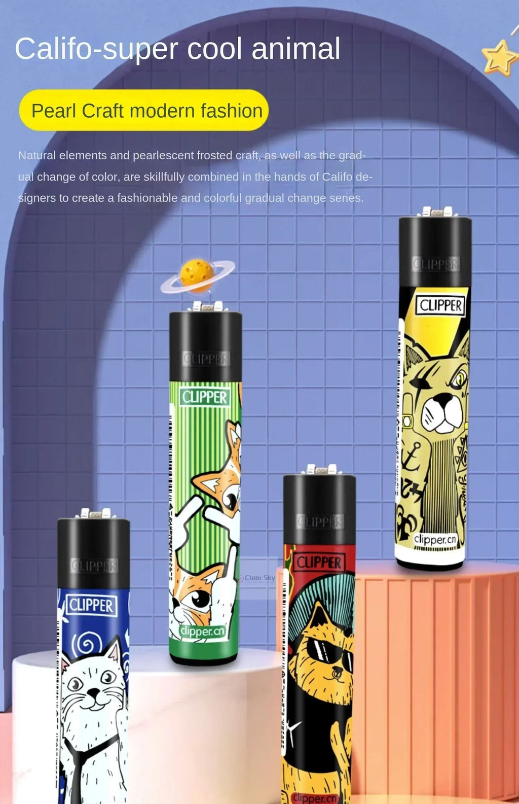 Clipper Open Flame Lighter with Grinding Wheel Small Inflatable Personalized Pattern Men's Smoking Gift