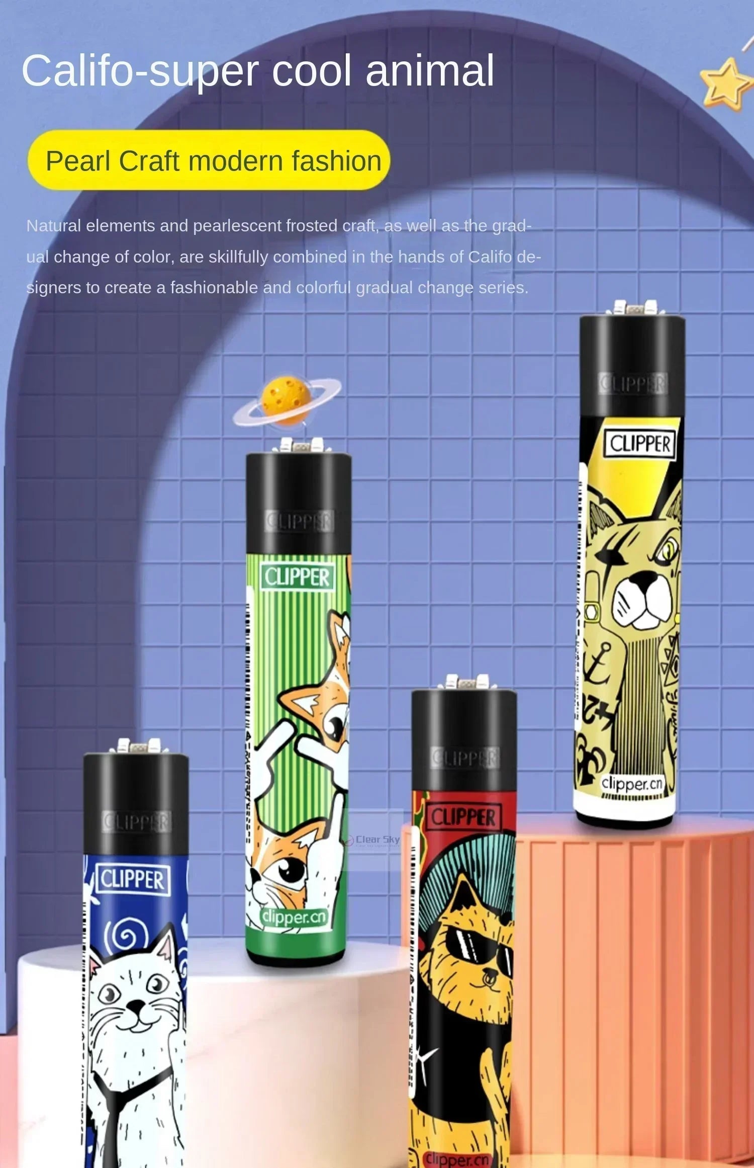 Clipper Open Flame Lighter with Grinding Wheel Small Inflatable Personalized Pattern Men's Smoking Gift