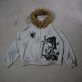 Winter Fashion Streetwear Women's Gothic Printed Faux Fur Hooded Jacket Trendy Edgy Zip - Up Sweatshirt 2026 New Arrival