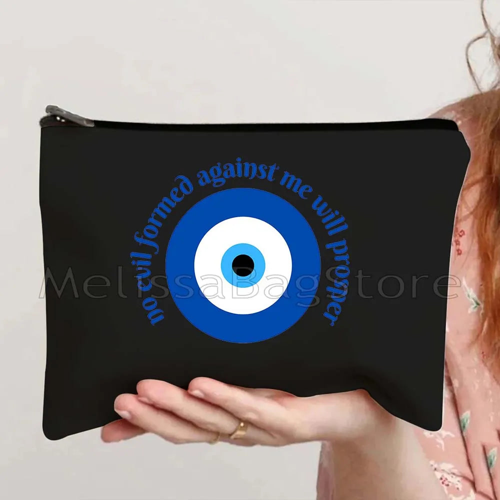 Nazar Good Luck CRETE GREECE Mati Blue Evil Eye Charm Amulet Love Heart Amulet Mandala Cosmetic Makeup Toilet Bags Case Pouch