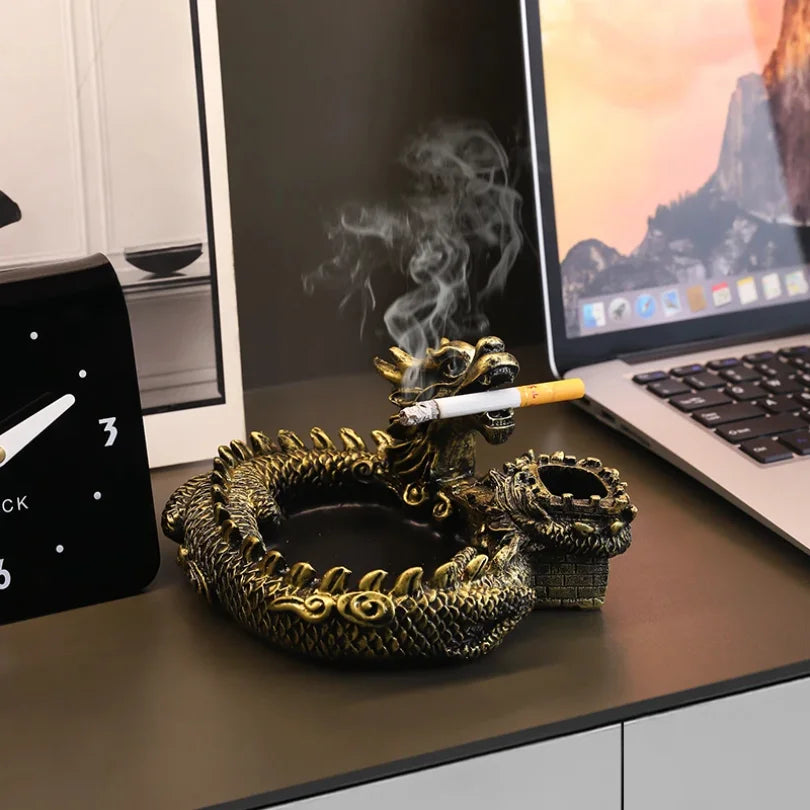Creative Panlong Ashtray Series Decoration Living Room Office Desktop Decoration Retro Home Multi Functional Gift for Boyfriend