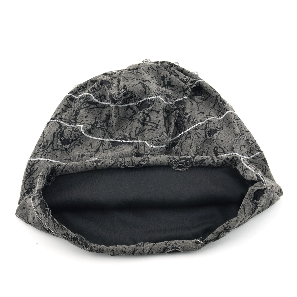 Distressed marble print Beanie Men Unisex Vintage Streetwear Hip Hop Hat Women's Spring Fall Knit Cap For Casual Sport