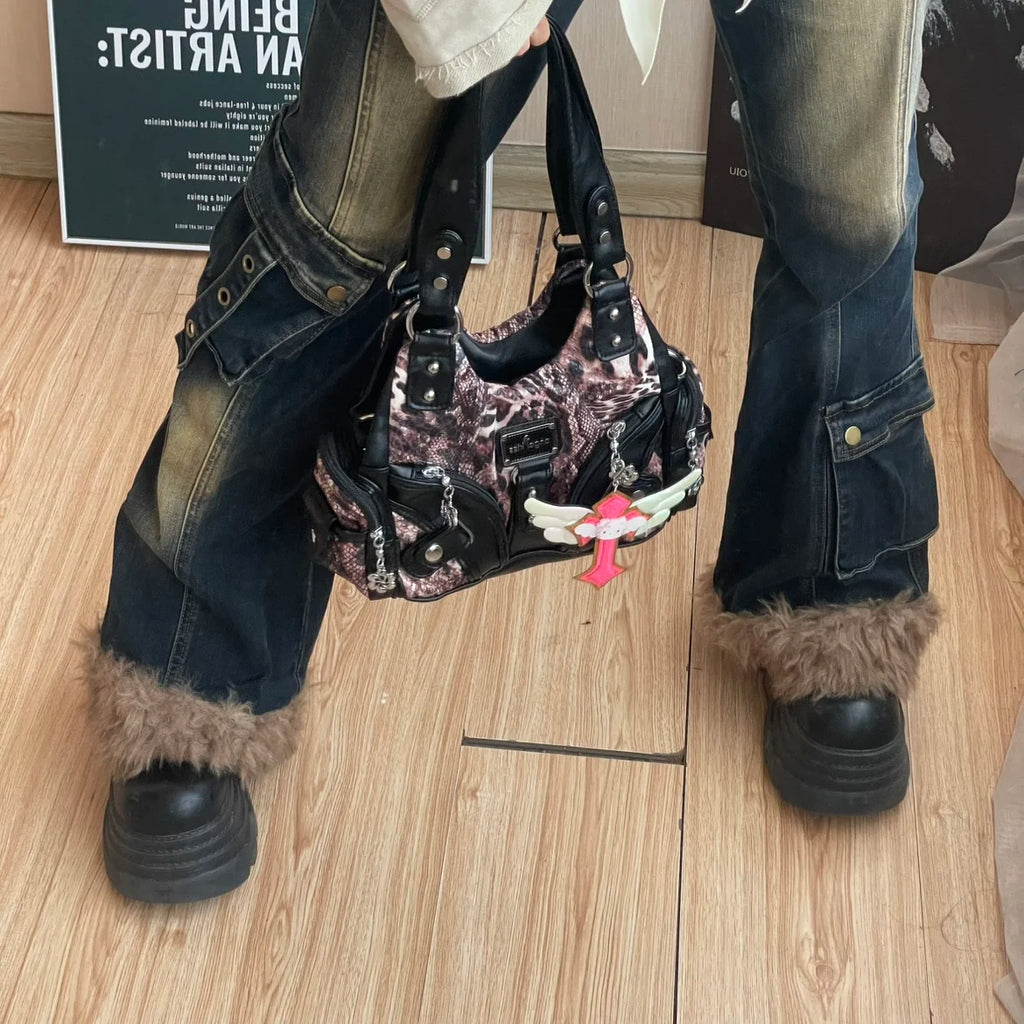 Angel Kiss Soft Tote Bag Women Handbags Small Top-handle Fashion Satchel Multi-Pockets Crossbody Shoulder Bag Hobos Phone Pack